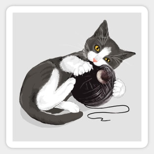 Kitten and Yarn Ball Sticker